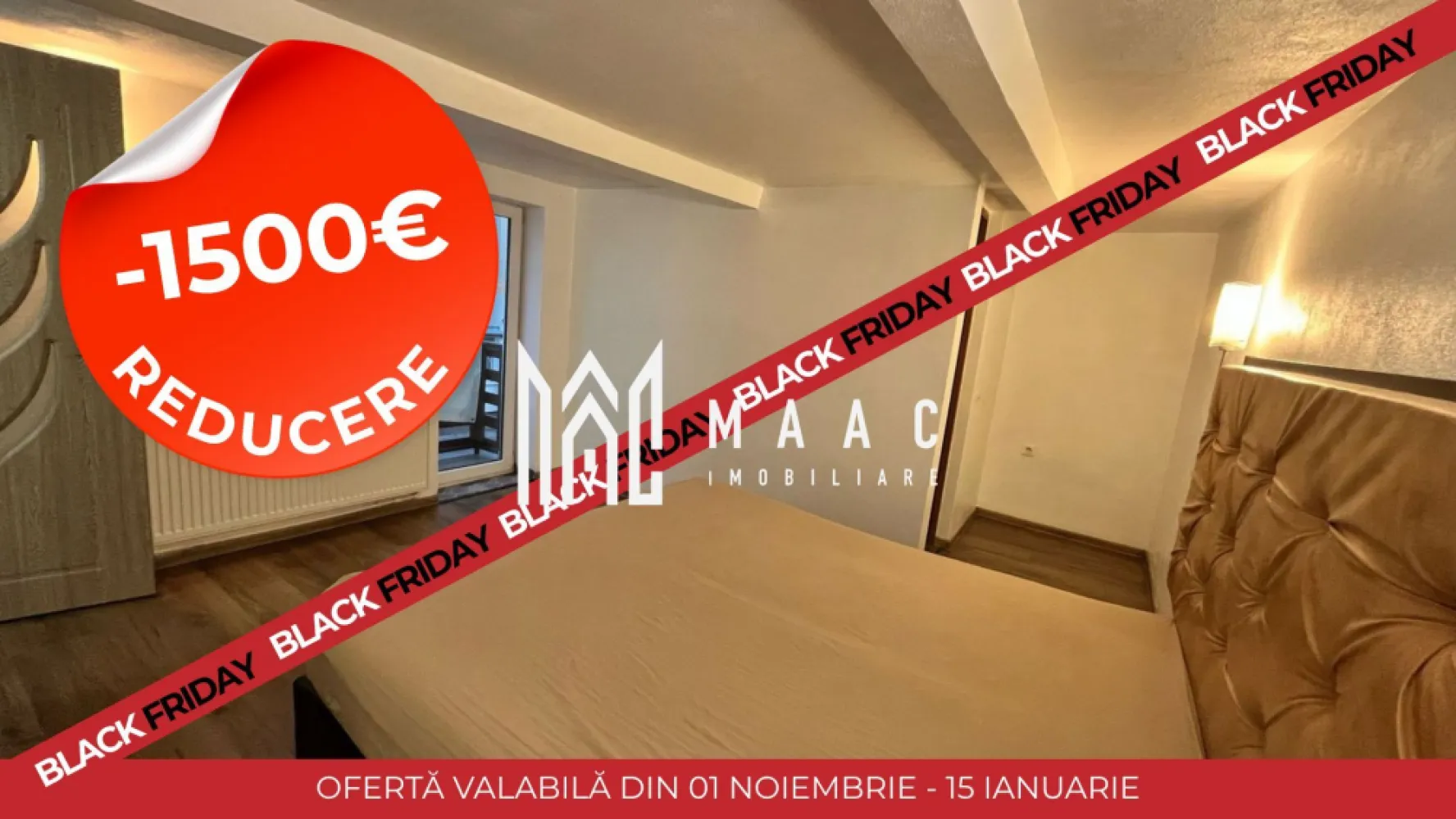 BLACK FRIDAY - Apartament 2 camere | 39 MPU | Broscarie - BLACK FRIDAY - Profită de cea mai bună perioadă din an pentru a deveni proprietar! Reducere de 1,500 euro Pret vechi - 59,990 euro Pret promotional - 58,490 euro MAAC Imobiliare vă propune spre vânzare un apartament modern pe doua nivele, situat in zona Broscarie. Caracteristici proprietate: Compartimentare: Living cu bucătărie open space Dormitor cu baie proprie Baie separată pentru oaspeți Stare: Se vinde complet mobilat și utilat, gata de locuit. Avantaje: Poziționare excelentă, cu acces facil la mijloace de transport, magazine și alte facilități. Confort și intimitate: Dormitorul beneficiază de baie proprie, oferind un plus de confort. Pentru mai multe detalii și pentru programarea unei vizionări, vă rugăm să specificați ID-ul anunțului: CP2199153
