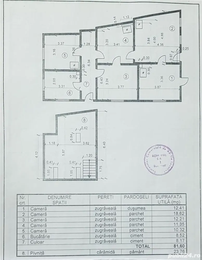 Vand casa zona Plevnei - Casa stradala, curte comuna.
5 camere, semidecomandat, wc, bucatarie, hol.
Pivnita 25mp.