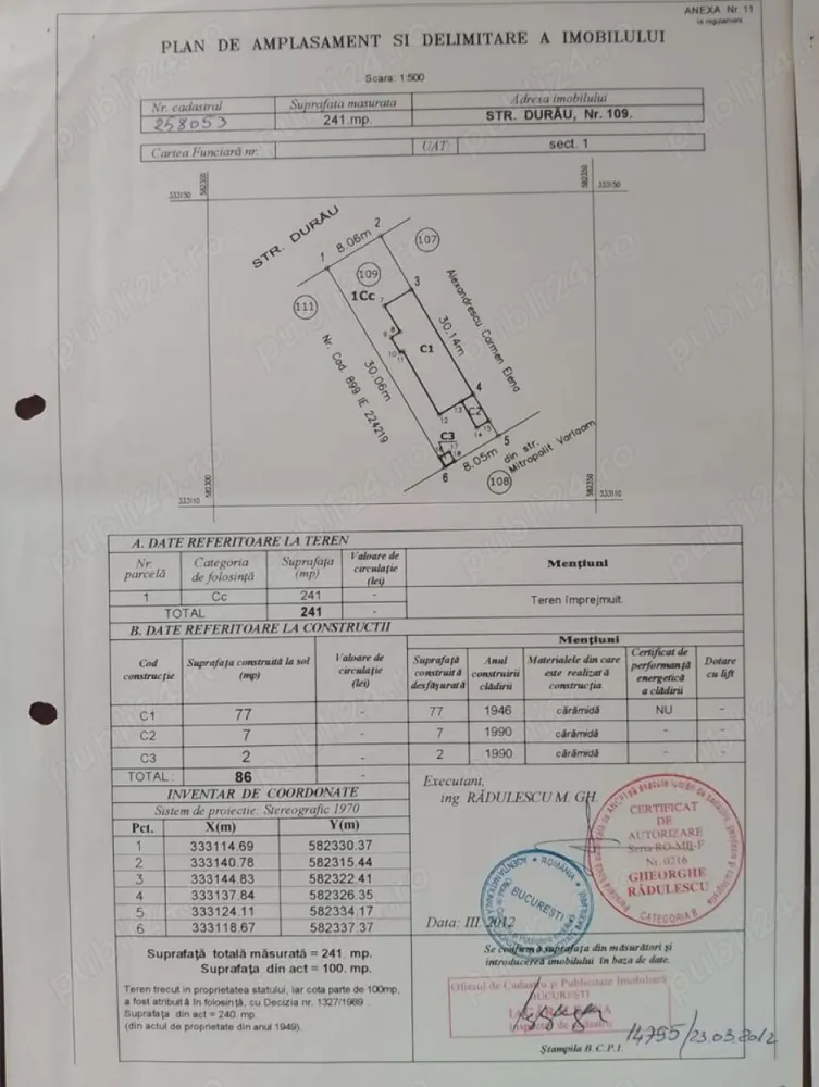 Casa Parc Bazilescu ,Bucurestii noi,poziție excelenta - Proprietar,vând casa 3 camere,1 baie,1 bucatarie,magazie,zona Bucurestii noi,strada Durau nr 109
Apa,gaz,canalizare .
Suprafata teren 241 m2.Foarte aproape de blv Bucurestii noi.
Trafic intens,pretabil mică afacere(cafenea,coafor).
Vis a vis este sala de sport.
Accept credit imobiliar.
Nu lucrez cu agenții imobiliare .