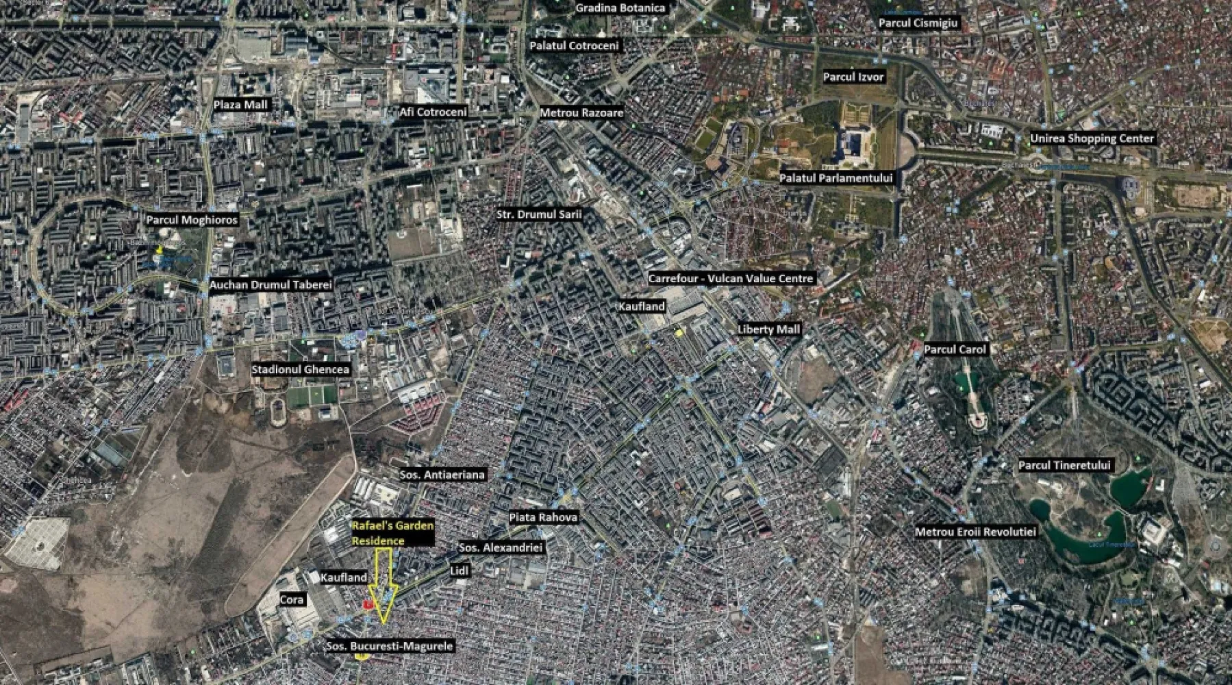 Casa cu teren 570/650 mp sect 5 Antiaeriana int. Alexandriei - Proprietar, ofer teren 570 mp situat in spatele bisericii Sf. Parascheva de la intersecția dintre Antiaeriană, Alexandriei si București-Magurele, cu casa 170 mp parter + 135 mp mansarda neamenajata, + sera beton cu piscina 75 mp cu acoperis transparent, incalzita. Mai este disponibila suplimentar o parcela de 80 mp in continuarea terenului spre vest cu constructie 100% pe toata suprafata, garaj +magazie demolabile, caz in care se mai adauga 32.000 euro la preț si pe parcela rezultata de 650 mp in total se poate demola si contrui un bloc sau alte variante de investitie/utilizare, Se poate locui, inchiria, sediu firma, sau mixt, mici spatii comerciale partial/partial locuit. Casa are doua grupuri sanitare, un dormitor, un birou, un open space de 40 mp cu 3 sectiuni -draperii, doua intrari separate, bucatarie, camara, atelier, garaj izolat cu gresie, încălzire (sala de fitness), parcare betonata pentru 10 masini in curte (momentan exista un solar demontabil pe 65 mp din parcare), bunker 8 mp, 3.5 m adancime cu acces prin curte, subsol 7 mp cu gresie, finisat. Geamuri termopan, gresie, faianta, parchet, incalzire cu 3 surse: centrala gaze, centrala lemne, aer conditionat. Necesita zugravit, mici reparatii la pereti. Curent electric, gaze, apa retea + apa put irigatie. Deschidere 37 m cu orientare spre sud, adancime teren ~15m. Doua porti de acces la extremitatile estica si vestica, una pietonala + una auto 4 m deschidere, automatizata electric cu telecomanda, include si o a doua poarta pietonala. Ofer proiect de supraetajare a constructiei actuale pentru care am obtinut autorizatie de construire dar a expirat intre timp, trebuie redepus daca se doreste supraetajare. Pretul oferit este cu eliberare in 8 luni. Se poate negocia si pentru eliberare mai repede.

In apropiere se gasesc magazine, multiple mijloace de transport in comun, parcuri,
malluri:
-Hypermarket Carrefour Alexandriei la 400 m
-Kaufland 300 m,
-10 magazine alimentare la 50 m
-Lidl Teius 800m
-Piata Rahova 1.6 km
-Piata Pucheni 2.5 km
-Carrefour Vulcan 2.6 km
-Liberty Mall 3 km
-Auchan Drumul Taberei 3 km
-Mall Afi Palace Cotroceni 3.5 km
-250 m tramvai 32 zona Unirii
-200 m autobuz 226 Piata Romana
-400 m troleibuze 91,96 Gara de Nord
-statiile de metrou Orizont si Academia Militara 3.2 km
-Parcul Carol 4.2 km
-Parcul Tineretului 4.3 km
-Gradina Botanica 4.5 km
-Parcul Izvor 4.7 km
-Parcul Cismigiu 5km
-Parcul Moghioros 5.5 km
In viitor, conform proiectelor urbanistice in desfasurare, va exista in zona si metrou pe
linia Bragadiru – Voluntari, un drum expres care va face legatura cu strada Brasov din cartierul Drumul Taberei iar soseaua Bucuresti-Magurele se va extinde pe patru benzi asa cum este deja in segmentul din Magurele.
Proprietatea are cadastru si intabulare. Mai multe detalii si fotografii la cerere.