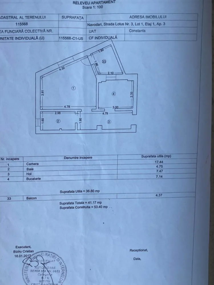 Vand/schimb ap 2 camere in Mamaia N - zona cluburilor - Vand ap tip studio in statiunea Mamaia Nord, la et 1/7, avand o suprafata utila de 42 mp cu balcon

Imobilul este amplasat intr-o zona de top a statiunii (pe strada Lotus, langa hotel Opera, Stavros / White Tower), distanta pana la plaja fiind de aprox 70m si la nici 2 minute de mers pe jos pana la cluburile din Mamaia Nord. Terenul de sub bloc este proprietate - nu concesiune

Zona beneficiaza de o infrastructura total functionala, avand tot comfortul necesar pt a fi locuit in orice anotimp; in jur avem numeroase centre comerciale, restaurante, SPA, statie de autobuz.

Studioul este decomandat (cu bucatarie separata/inchisa) si este dotat cu centrala gaz, aer conditionat, sistem monitorizare video (pe scara si in parcare); parcarea in fata blocului este ingradita iar acessul se face cu telecomanda. Blocul are asociatie de proprietari (avem costuri de intretinere normale, ca in orice bloc din oras).

Accept si schimb cu ap in Constanta sau casa locuibila in Ovidiu. Unde ste cazul, ofer diferenta de bani.

Pretul este de 90 000 Euro
Pentru plata cash, il las la 85000 Euro