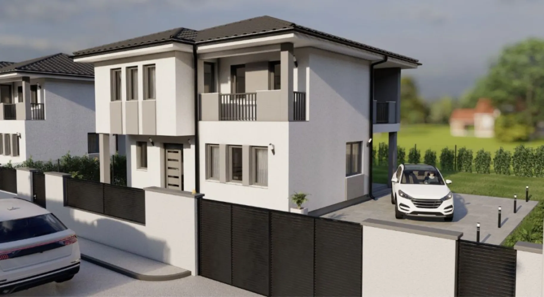 BRASADAS vinde casa NOUA in Complexul Danydo Residence - Agenția imobiliara BRASADAS vinde casa in Cartierul rezidential de str. Caprioarei. Suprafata terenului este de 4,5 arii, iar casele au suprafata de 185 m2 construiți, din care 115 m utili. 
Toate utiiitatile (apa, gaz, canal, curent) iar drumul de acces este cu bariera la intrare și amenajat, inclusiv trotuare și spațiu verde. 
Casele se predau in stadiu de semifinisat, încălzire in pardosea, geamuri termopan 3 sticle, iar exterior finisata, inclusiv gardul la front și împrejmuit.
Www.brasadas.com.